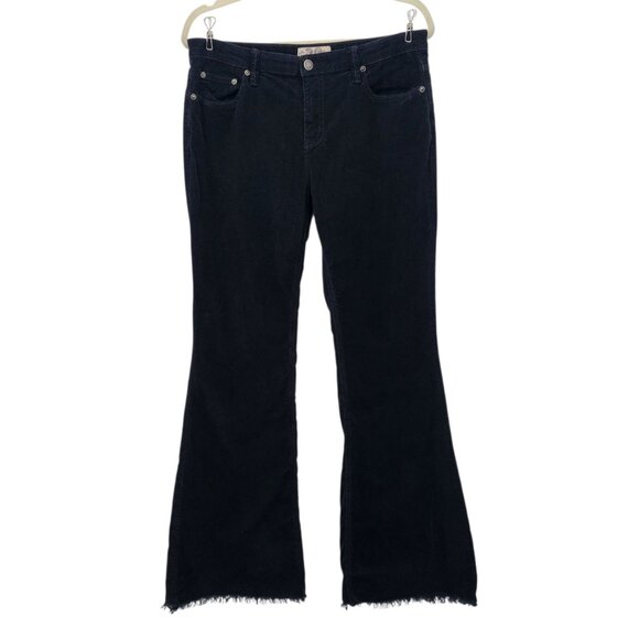 Free People We The Free Womens 29 Pants Corduroy Flared Black Raw Hem High Rise - Picture 1 of 9